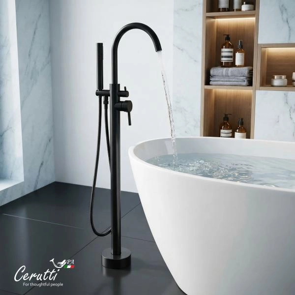 Смеситель напольный Ceruttispa Тобия GG (TOBIA GG) из нержавеющей стали, цвет графит