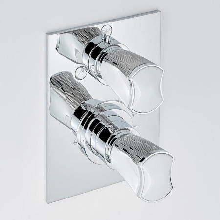 THGInfini white porcelain with platinum decor Смеситель для душа встраиваемый, термостатический, с переключателем на 2 потока, внешняя часть, цвет хром
