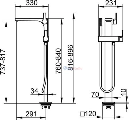 Смеситель для ванны Keuco Edition 11 51127010100 напольный Хром