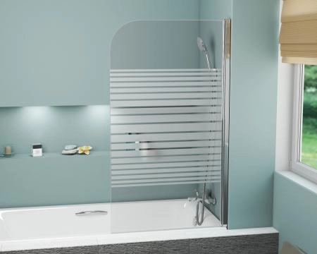 Шторка для ванны GROSSMAN GR-100P (140*80) алюминиевый профиль, стекло полосатое 6мм