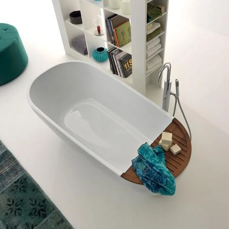 KERASAN Aquatech Ванна из минерального материала  170х70см, цвет белый (без декоративной накладки из натур. дерева)