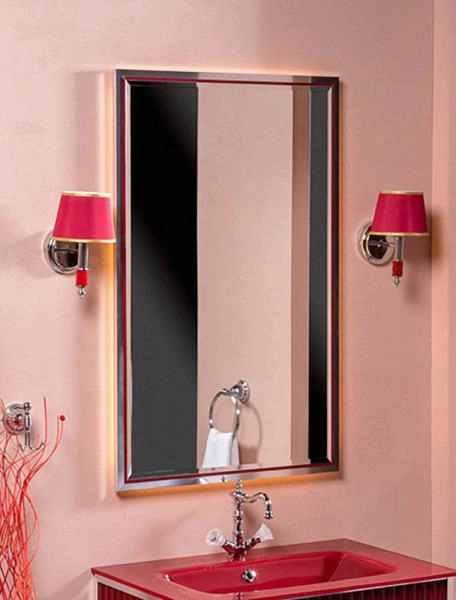 Зеркало Boheme MONACO с подсветкой 70*110CM глянец бордо + хром 566-RCR