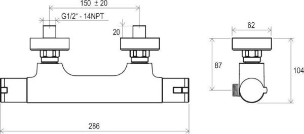 Смеситель Ravak для душа TE 032.00/150 X070034 термостат