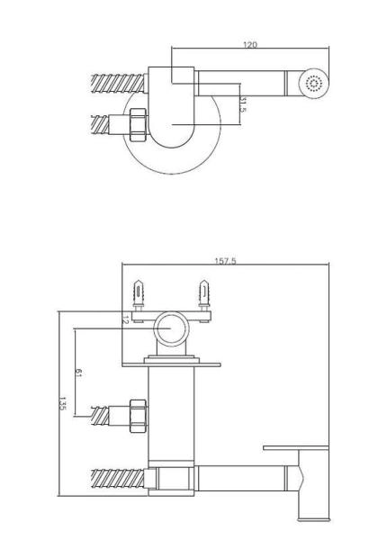 Смеситель скрытого монтажа ESKO с гигиеническим душем SMH03 хром