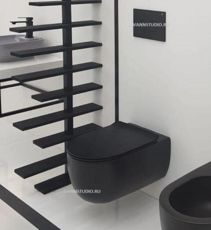 Унитаз Bien VOKHA MDKA052N1VP0B7000 подвесной безободковый сиденье микролифт, цвет черный матовый