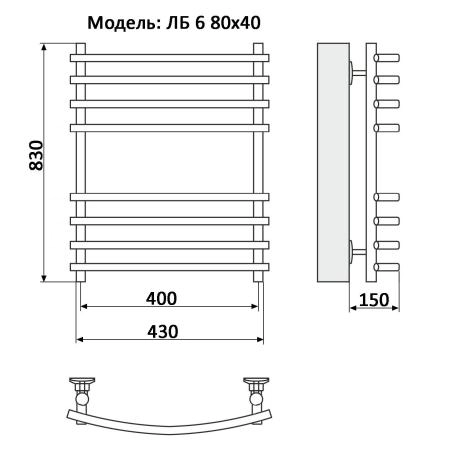 Полотенцесушитель водяной Ника Bamboo ЛБ6 80х40