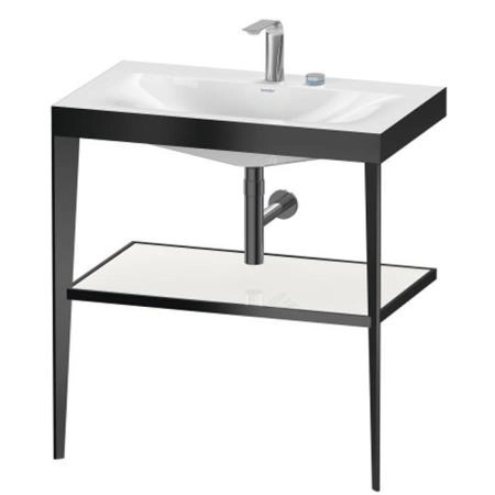 Duravit XViu Консоль напольная, 80x48x85см с полкой, с раковиной без перелива, 2 отв., цвет: black matt/white high gloss lacquer