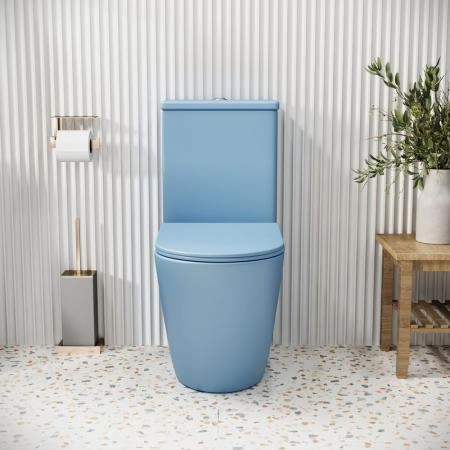 Унитаз Grossman GR-4480BSMS Color (620*365*810) ГОЛУБОЙ МАТОВЫЙ напольный Безободковый с тонкой крышкой