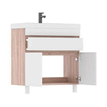 Тумба для ванной Volna Conty 80.2D.1Y Белый/дуб сонома напольная (9696) раковина отдельно