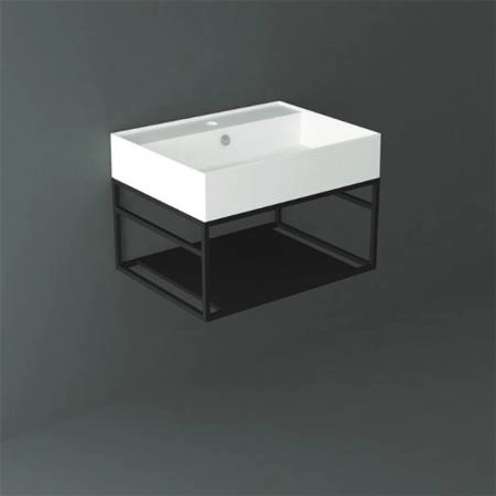 Simas Agile Структура металлическая 61x46xh28см, подвесная, для раковины с 1 отв., AG61, с 1 полкой, цвет: черный матовый