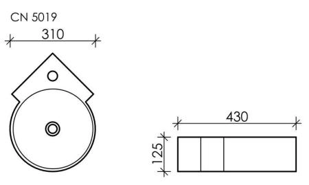 Умывальник подвесной угловой Element 310x430x125мм