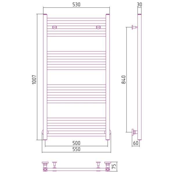 Полотенцесушитель Сунержа Модус 550x1007 водяной
