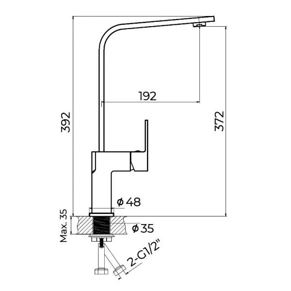 Смеситель KNOTLOR STABLE KN-21/GM, вороненая сталь