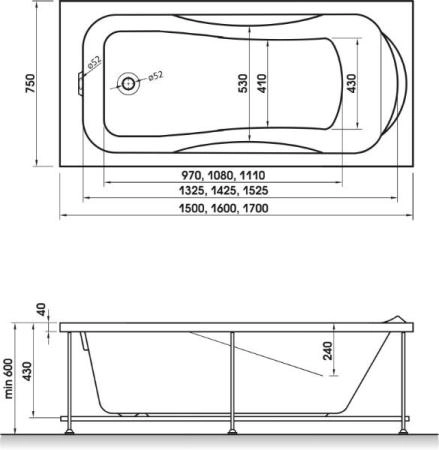Акриловая ванна Relisan Elvira 150x75