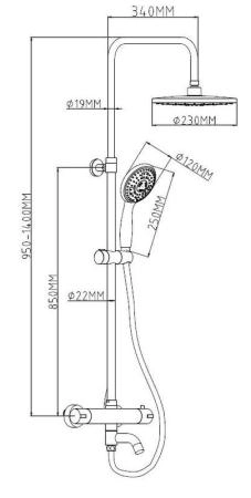 Душевая система ESKO c термостатом STT1000 хром