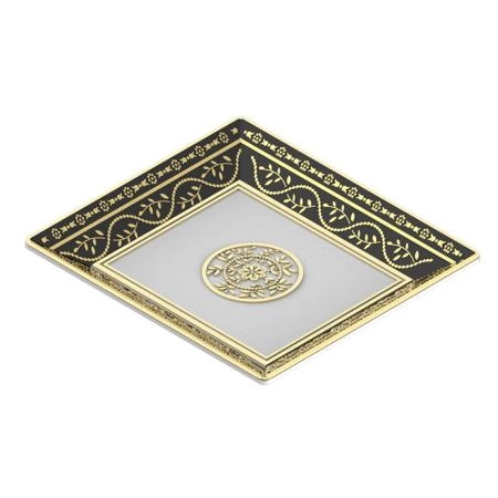 THG MARQUISE NOIR DECOR OR Поднос керамический 171х154 мм., настольный, middle size, декор черный/золото, цвет: белый