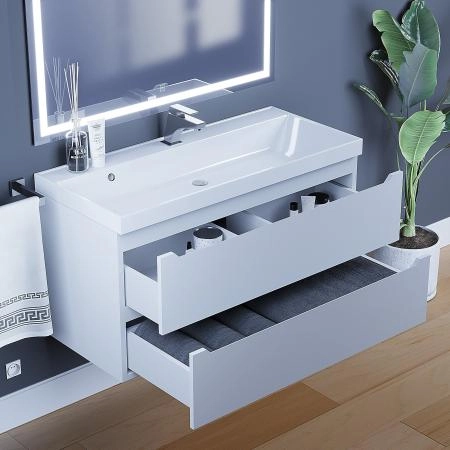 Тумба под раковину для ванной Uperwood Tanos 100 см, подвесная, белая