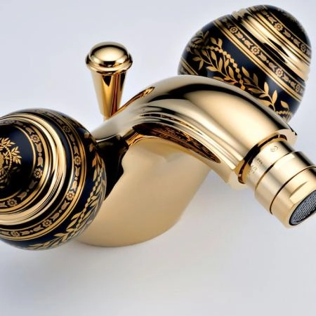 THG Marquise porcelaine noire Смеситель для биде, 1 отв., цвет: золото/черный фарфор