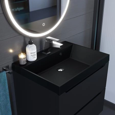 Раковина кварцевая Uperwood Classic Quartz 60 см, черная матовая, космос