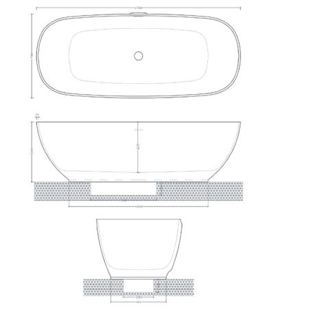 Artceram Hoop Ванна отдельностоящая из искусственного камня Livingtec 170х70х50 см, со слив-переливом (с сифоном ACA066), цвет: белый глянцевый
