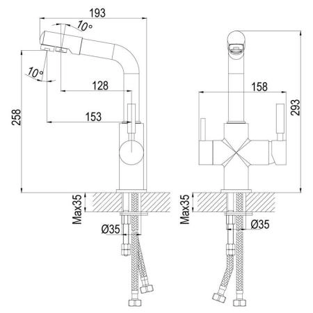 Смеситель Rossinka Z35-31 для кухни с подключением к фильтру с питьевой водой