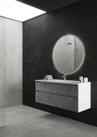 Тумба SANVIT Кубэ-2 ЛОФТ 100 подвесная Бетон Урбан Грей/белый гл. без раковины