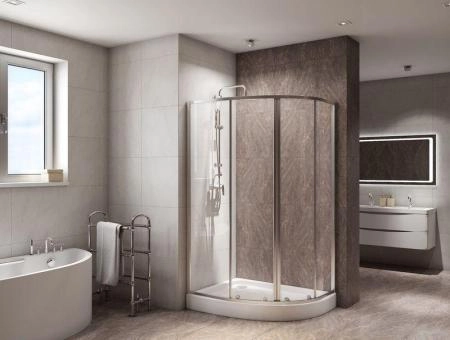 Душевой уголок BelBagno DUE 100x80 прозрачное стекло 5 мм профиль хром DUE-RH-2-100/80-C-Cr