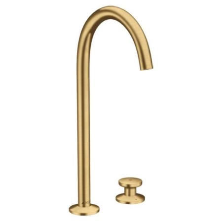 Axor One Смеситель для раковины Sel 260, на 2 отв., высокий, с донным клапаном Push-Open, цвет: шлифованное золото