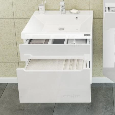 Тумба под раковину СаНта Лондон 60 224002л, подвесная (2 ящ.)