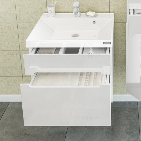 Тумба под раковину СаНта Лондон 60 224002л, подвесная (2 ящ.)