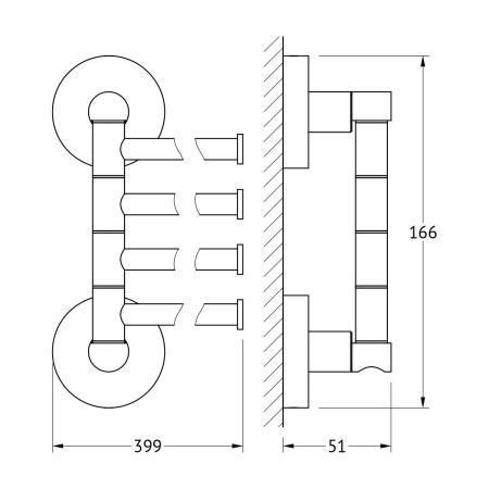 Держатель полотенец поворотный четверной 40 cm  ARTWELLE Harmonie HAR 025 хром