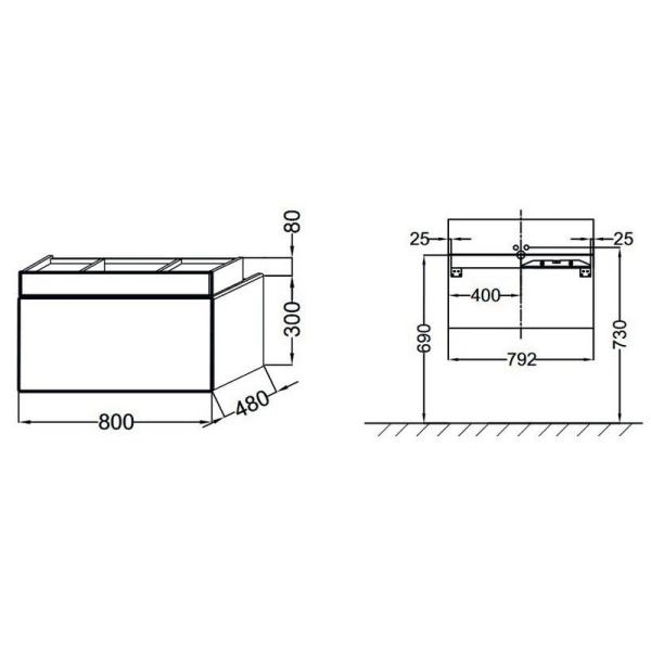 Тумба под раковину Jacob Delafon TERRACE EB1186-G1C 80 см цвет белый