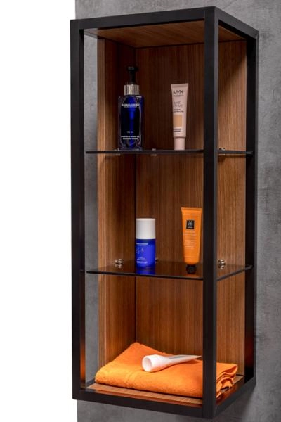 Пенал Boheme LOFT низкий dark wood, полки стекло 895-D