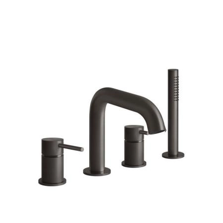 Gessi 316 Смеситель для ванны на 4 отв., с переключателем, изливом и шлангом 1,50 м, цвет: brushed black metal pvd