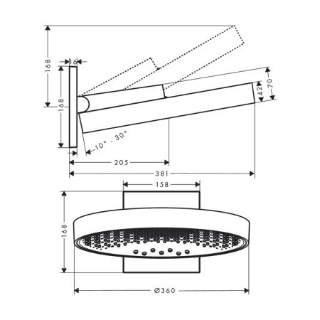 Hansgrohe Rainfinity Верхний душ 360 3jet, цвет: шлифованный черный хром