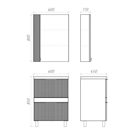 Зеркало-шкаф Comforty Лима-60 00-00019425 антрацит