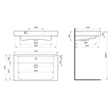 Раковина Тигода 80 1WH302084 керамика