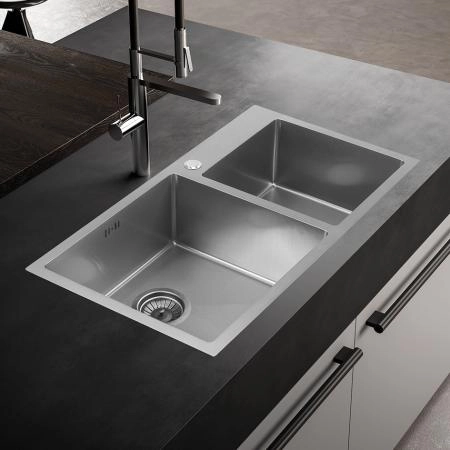 Мойка Melana ProfLine S8045H 80x45 3,0/220 сатин 2-я чаша, врезная прямоугольная