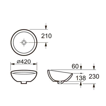 Roca BOL Раковина накладная 42x23см, без отв., цвет: белый