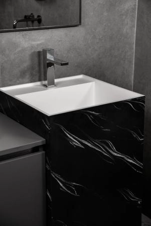 Раковина напольная Boheme Cube Corian 480*480*850 Nero Marquina 802-NM