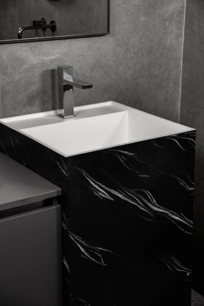 Раковина напольная Boheme Cube Corian 480*480*850 Nero Marquina 802-NM