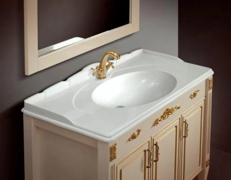 Тумба Belux Империя Н 105 под умывальник Клевер КЕ-1100 Слоновая кость с золотой патиной