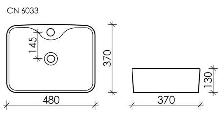 Умывальник чаша накладная прямоугольная Element 480x370x130мм