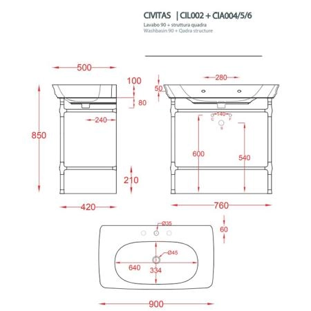Artceram CIVITAS Структура металлическая 90х50см Quadra, полка стекло, напольная, цвет: хром