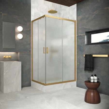 Душевой уголок Vegas-glass ZA-F Protec h1900 110*90 03 10, профиль золото матовое, стекло сатин