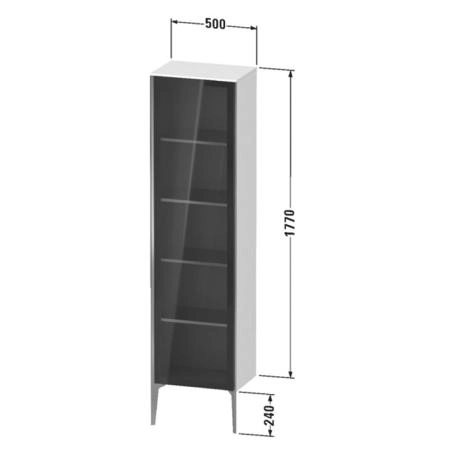 Duravit XViu Шкаф подвесной со стеклянной дверью 50x36x177см, 4 стеклянные полки (петли слева), цвет: белый глянцевый/champagne matt