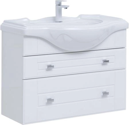 Тумба под раковину Aquanet Рондо 85 белый глянец