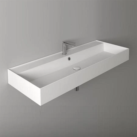 Simas Agile Раковина 121х46 см, 1 отв., подвесная, с переливом, цвет: белый