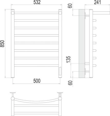Полотенцесушитель Terminus Классик с/п П8 500х850 электро