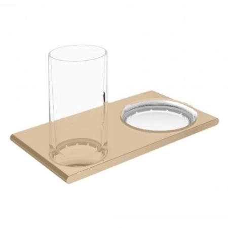 Двойной держатель со стаканом и мыльницей KEUCO Edition 400 11556039000 Матовый/прозрачный/бронза шлифованная